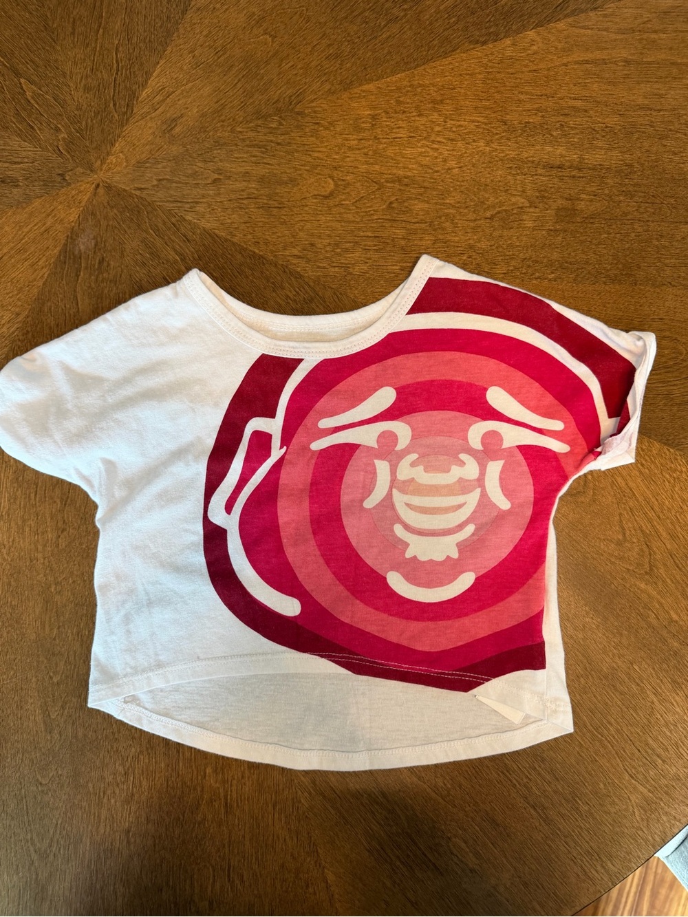 True Religion White Tee with Pink Bullseye Face Graphic